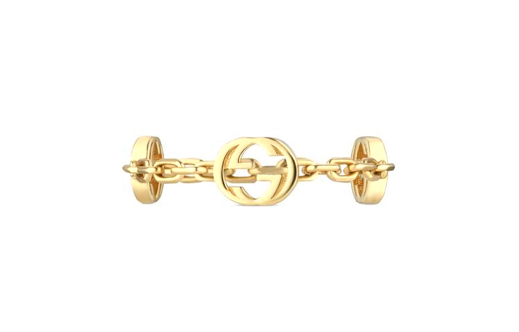 GUCCI Interlocking G Ring Gold Tone Jewelry. 662053-J8500-8000