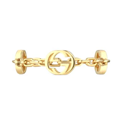 GUCCI Interlocking G Ring Gold Tone Jewelry. 662053-J8500-8000