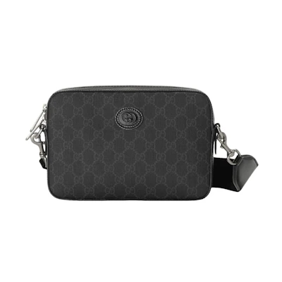 Gucci Interlocking G Shoulder Bag GG Supreme Canvas Black/Grey