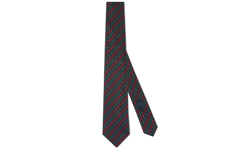 GUCCI Interlocking G Silk Tie Red Green with Gift Box 644510-4E002-4174 圖 2