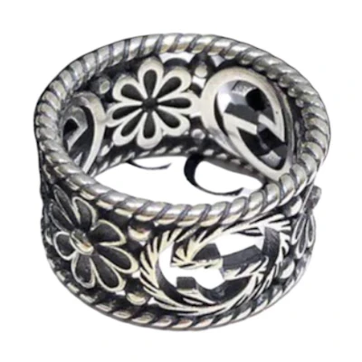 GUCCI Interlocking G Silver 925 Ring Unisex 577272-J8400-0811