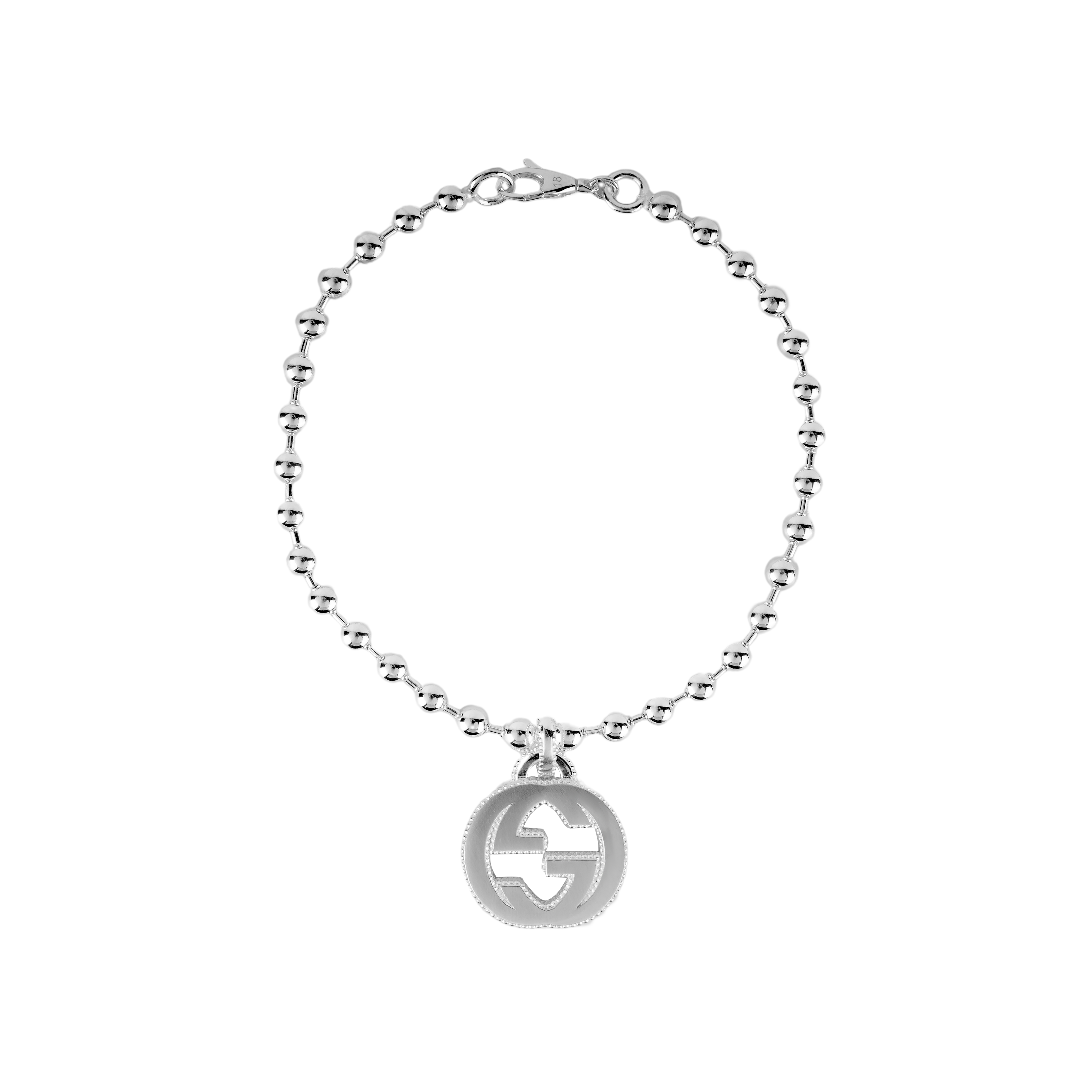 GUCCI Interlocking G Silver Beaded Unisex Bracelet 479226-J8400-8106