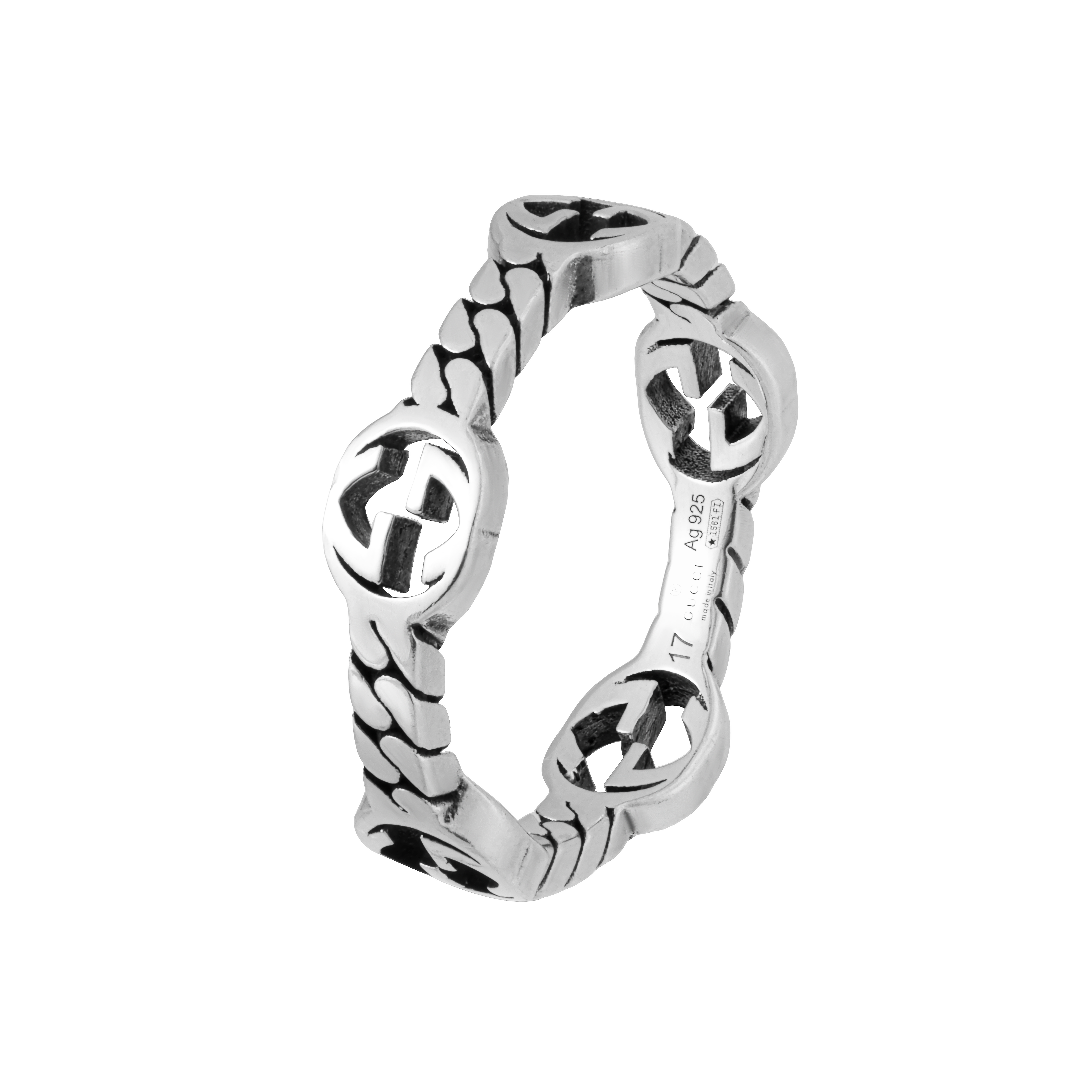 Lookbook GUCCI Cincin Perak Lelaki Interlocking G 925 Sterling Silver. 661523-J8400-0728