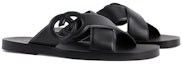 Order Sandal Gelongsor Gucci Interlocking G 'Hitam' 738471-US000-1000