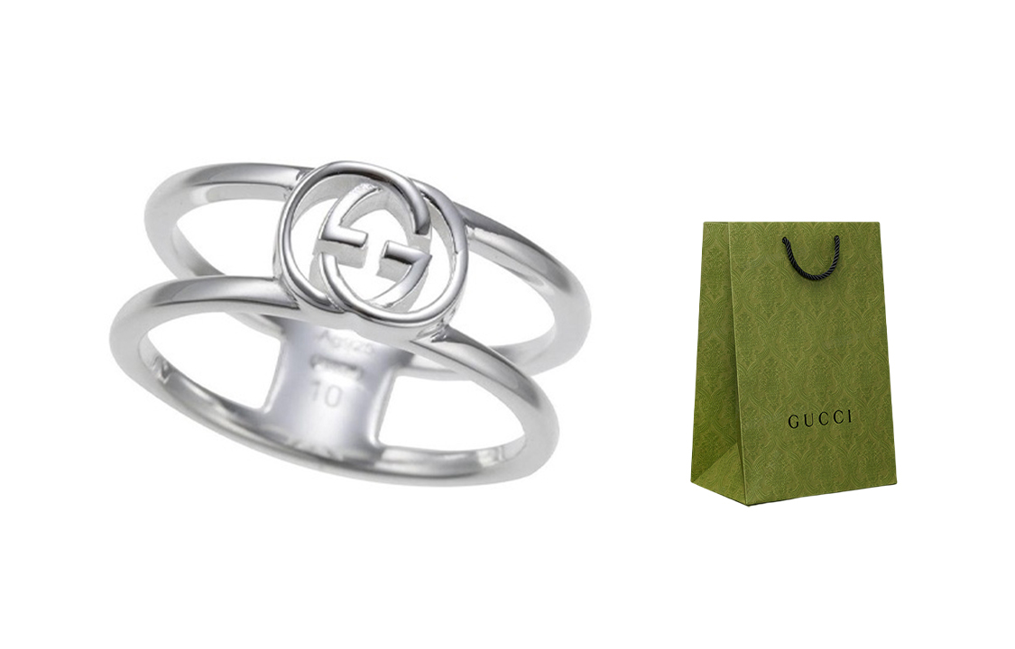 GUCCI Interlocking G Slim Open 925 Silver Ring Unisex Couple Silver 298036-J8400-8106 圖 6