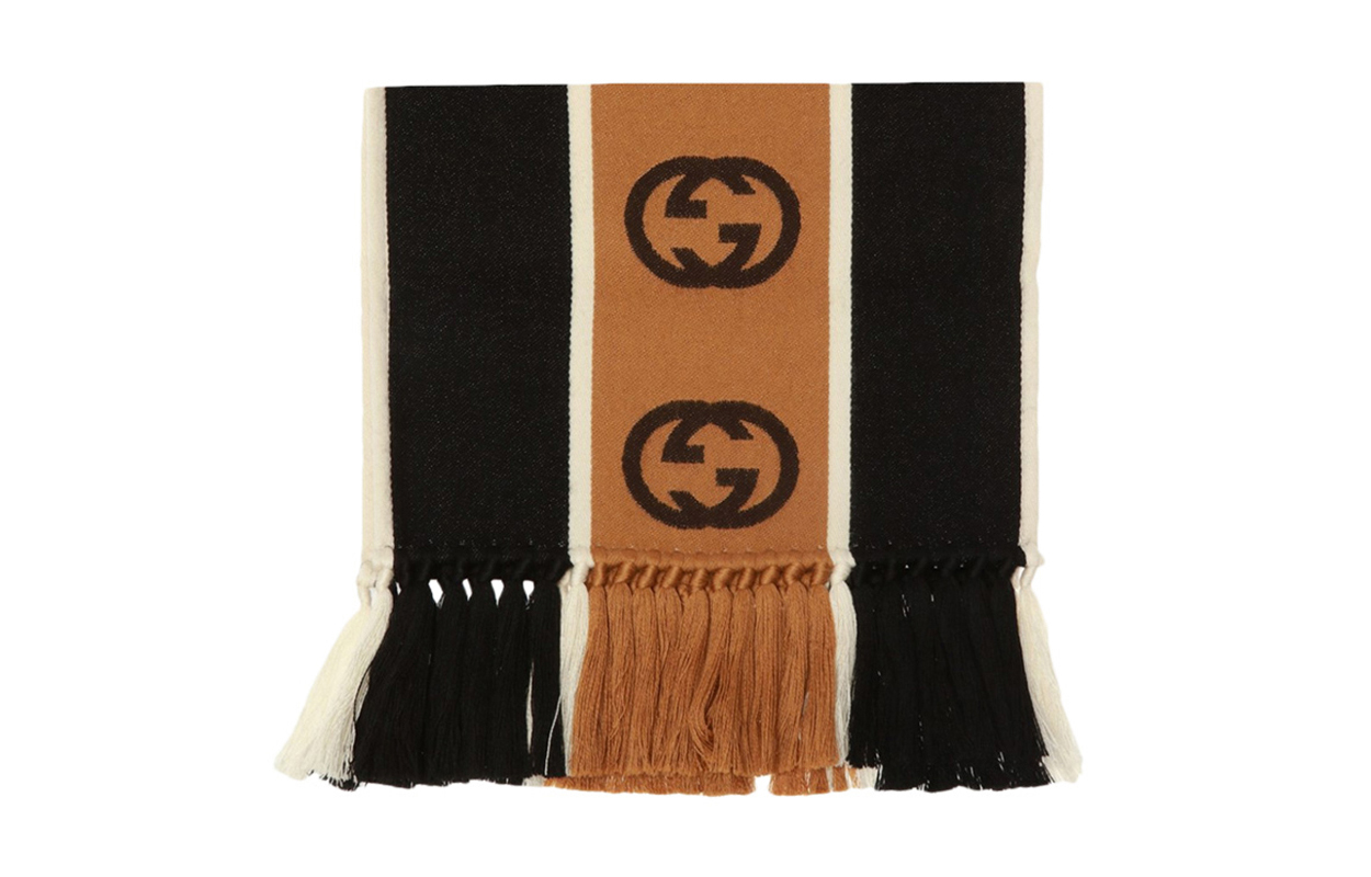 Gucci Interlocking G Stripe Wool Knit Scarf 575605-4G184-1000 圖 2