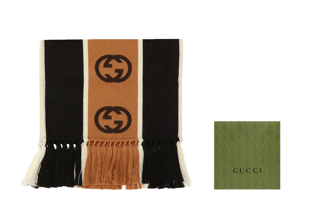 Gucci Interlocking G Stripe Wool Knit Scarf 575605-4G184-1000 圖 5