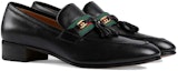 Lookbook Loafer Kulit Gucci G Bersilang Bermanik 'Hitam' 624720-1W610-1066