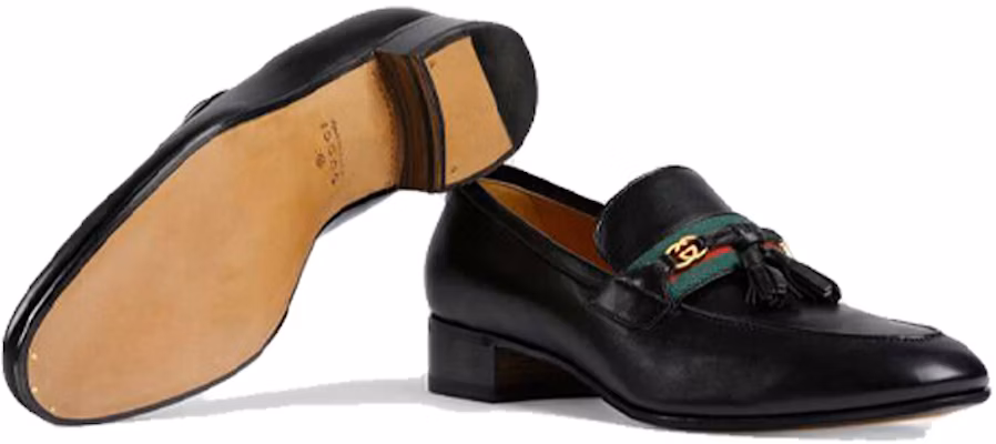 Gucci Interlocking G Tassel Leather Loafers 'Black' 624720-1W610-1066 Shop Gucci Interlocking G Tassel Leather Loafers 'Black' 624720-1W610-1066