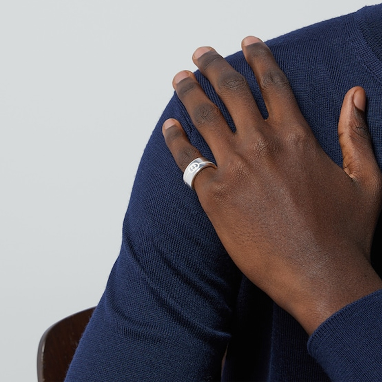 Lookbook GUCCI Interlocking G Wide 925 Silver Ring Unisex Couple Design Silver 774053J84008106