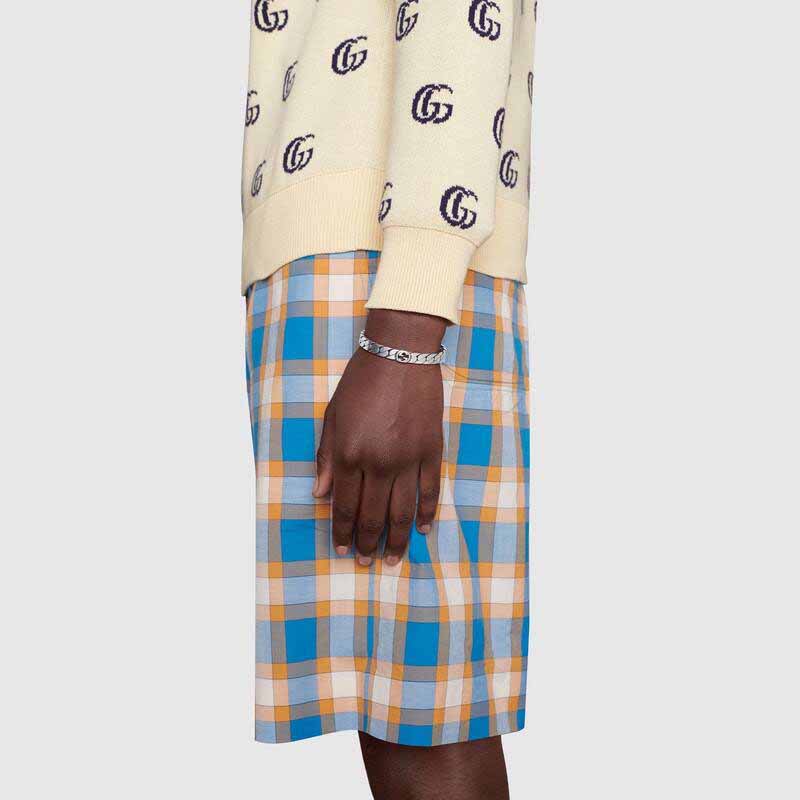 Purchase Pulsera GUCCI Ancha Abierta con G entrelazada en Plata 925 Envejecida Unisex. 661528-J8400-0728