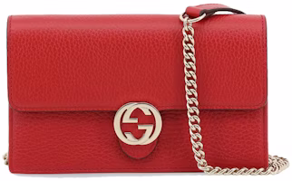 Gucci Interlocking GG Crossbody Chain Wallet Red Gucci Interlocking GG Crossbody Chain Wallet Red