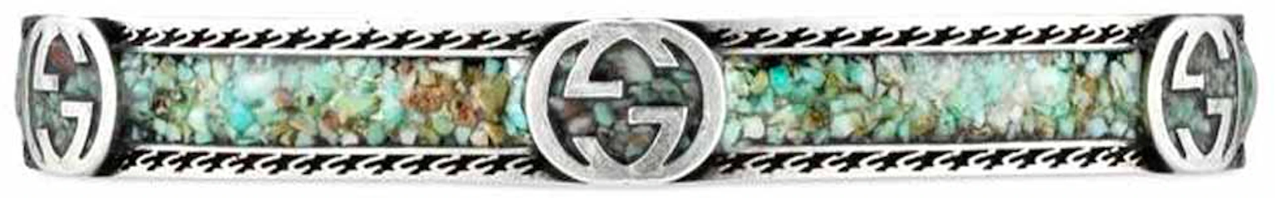 古驰Interlocking GG珐琅925银情侣手链-浅蓝/灰 645570-J8410-9071 Lookbook 古驰Interlocking GG珐琅925银情侣手链-浅蓝/灰 645570-J8410-9071