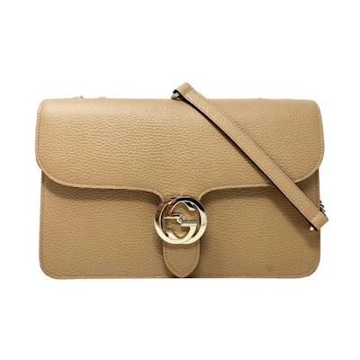 Gucci Interlocking GG Leather Crossbody Beige