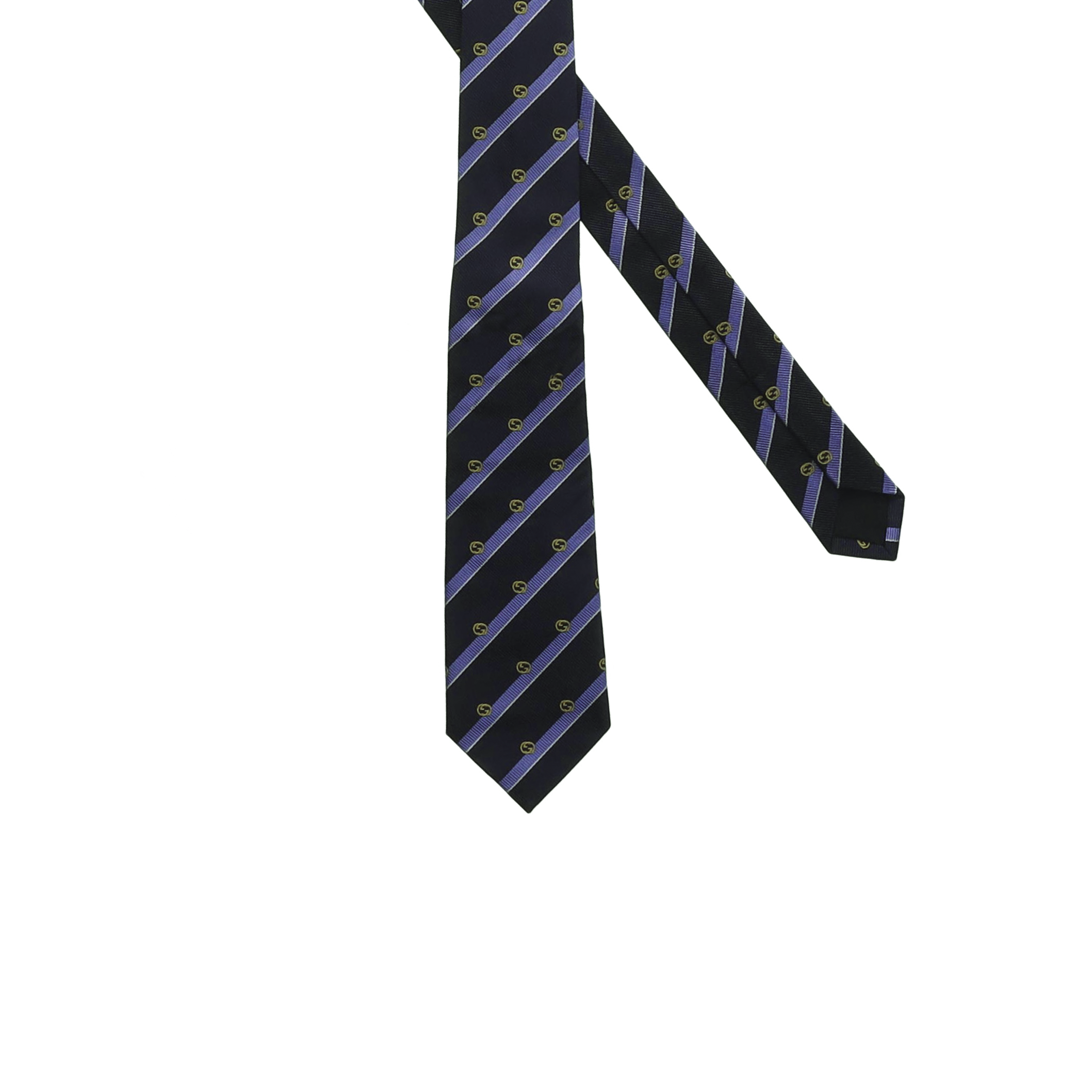 GUCCI Interlocking GG Striped Silk Tie Gift Set - Dark Blue/Light Blue 660058-4E002-4169