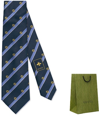 GUCCI Interlocking GG Striped Silk Tie Gift Set - Dark Blue/Light Blue 660058-4E002-4169 Order GUCCI Interlocking GG Striped Silk Tie Gift Set - Dark Blue/Light Blue 660058-4E002-4169