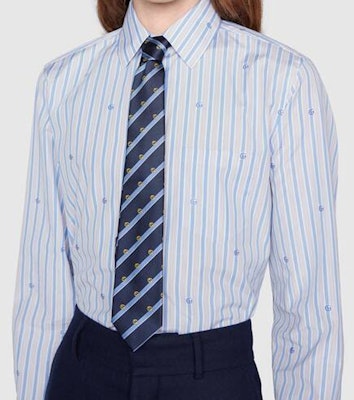 GUCCI Interlocking GG Striped Silk Tie Gift Set - Dark Blue/Light Blue 660058-4E002-4169 Lookbook GUCCI Interlocking GG Striped Silk Tie Gift Set - Dark Blue/Light Blue 660058-4E002-4169