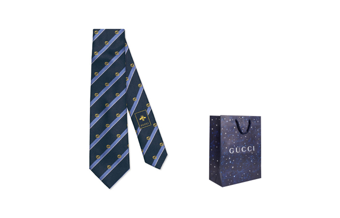 Purchase GUCCI Interlocking GG Striped Silk Tie Gift Set - Dark Blue/Light Blue 660058-4E002-4169