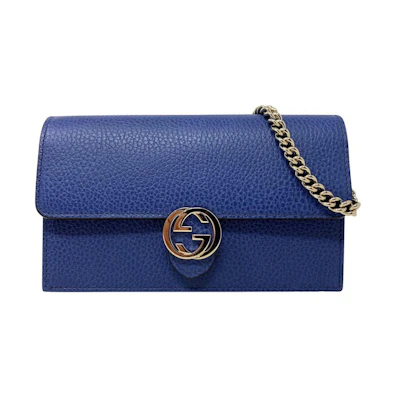 Gucci Interlocking GG Wallet On Chain (18 Card Slot) Blue