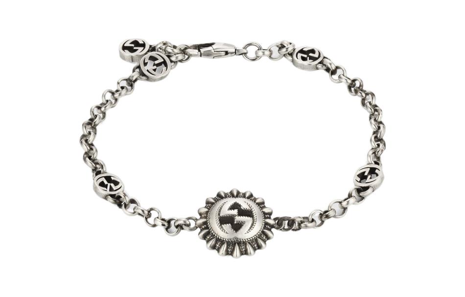 GUCCI Interlocking Simple Stylish Engraved 925 Silver Bracelet Unisex. 731193-J8400-0728