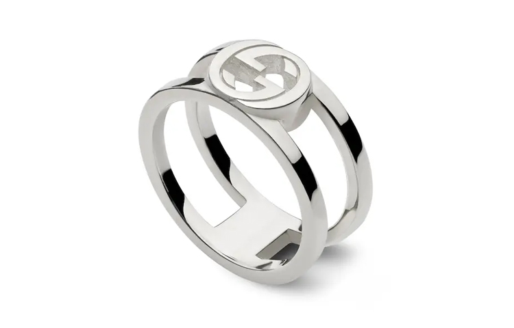 Lookbook GUCCI 双G宽版925银戒指情侣款 - 银色 797031J8400