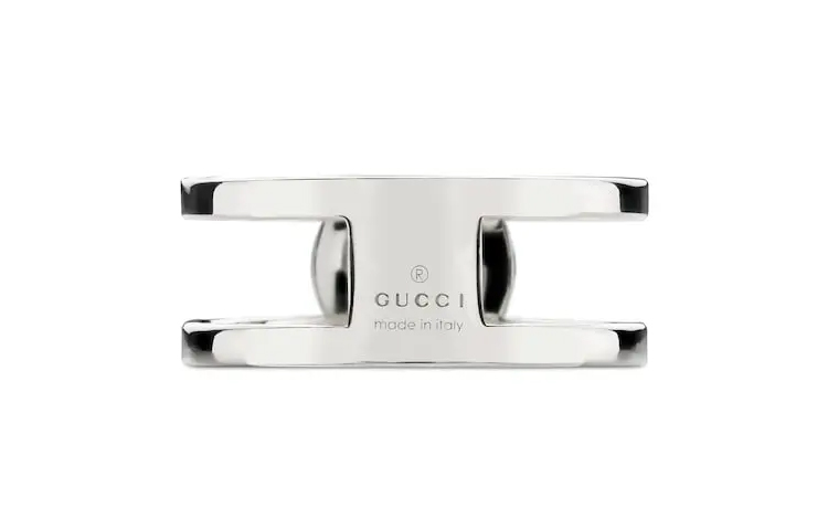 Shop GUCCI 双G宽版925银戒指情侣款 - 银色 797031J8400