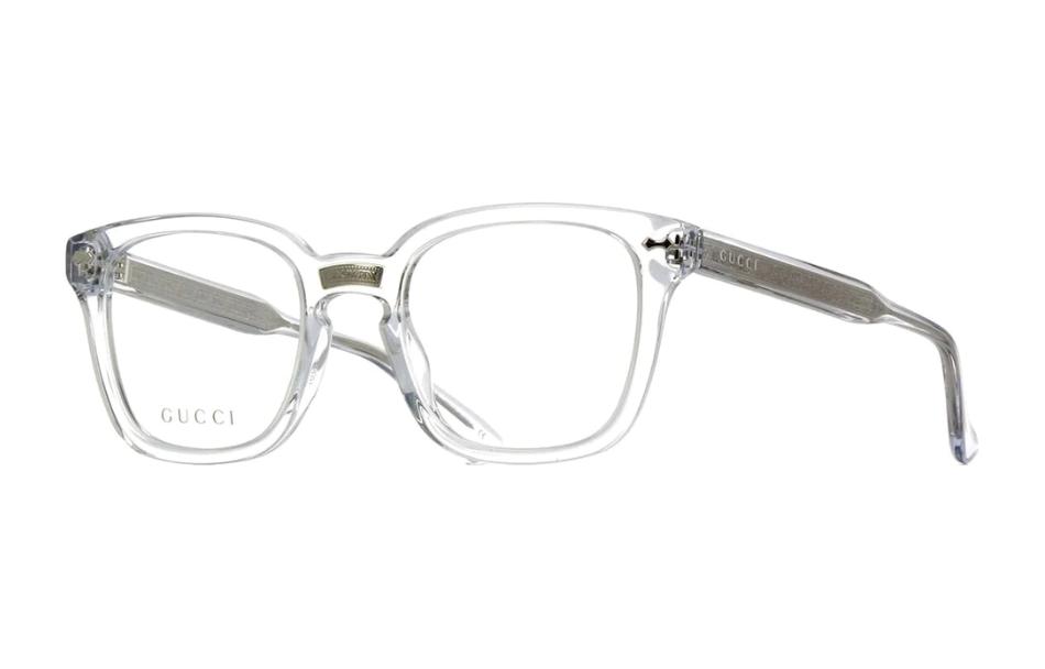 GUCCI Irregular Acetate Optical Frames Unisex Transparent Design. GG0184O012