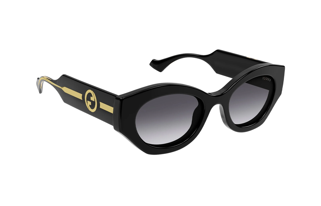 GUCCI Irregular Sunglasses Black Unisex with Logo Temples Couple Style. GG1553S 圖 4
