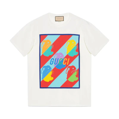 Gucci Ivory Chinese New Year Logo Print Crewneck T-Shirt SS23 548334-XJE8A-9275