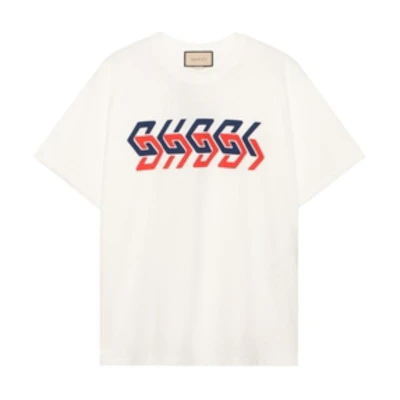 Gucci Ivory Cotton Knit T-Shirt with Mirror Letter Print 616036-XJDV9-9275
