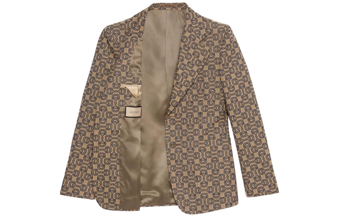 Buy グッチ アイボリー ホースビットプリント シングルブレスト ブレザー 731951-ZAIM1-9078