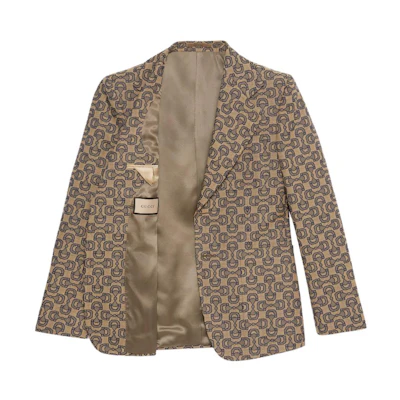 Gucci Ivory Horsebit Print Single-Breasted Blazer 731951-ZAIM1-9078