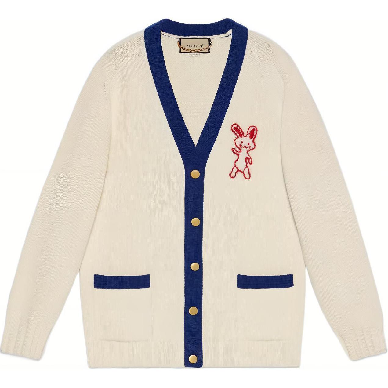 Buy グッチ アイボリー ニット カーディガン SS23 旧正月 ウサギ プリント 724933-XKCW6-9254