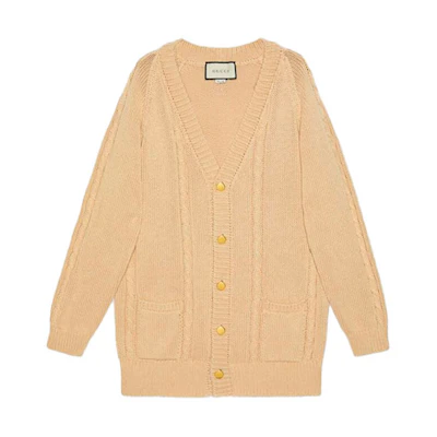 Gucci Ivory Textured Knit Cotton Button Cardigan 614723-XKBA3-9166