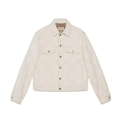 Gucci Ivory White FW22 Logo Pattern Full-Print Jacket 693203-XDBYO-9122