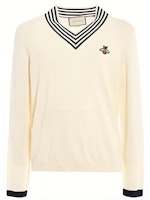 Gucci Ivory Wool V-neck Sweater with Bee Pattern 496442-X9I00-9515 Gucci Ivory Wool V-neck Sweater with Bee Pattern 496442-X9I00-9515