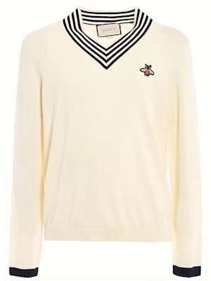 Gucci Kemeja Wool Gading V-leher dengan Corak Lebah 496442-X9I00-9515 Buy Gucci Kemeja Wool Gading V-leher dengan Corak Lebah 496442-X9I00-9515