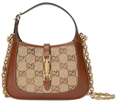 Gucci Jackie 1961 Crystal GG Mini Shoulder Bag Camel/Ebony Gucci Jackie 1961 Crystal GG Mini Shoulder Bag Camel/Ebony