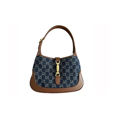 Gucci Jackie 1961 Small Shoulder Bag GG Denim Blue/Ivory