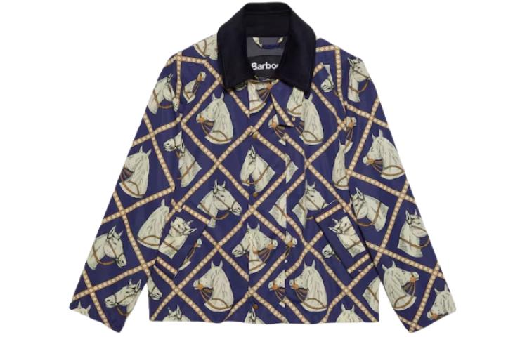 Gucci Jacquard Collared Long Sleeve Jacket Navy Blue () 791407-XVALN-0401