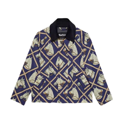 Gucci Jacquard Collared Long Sleeve Jacket Navy Blue () 791407-XVALN-0401