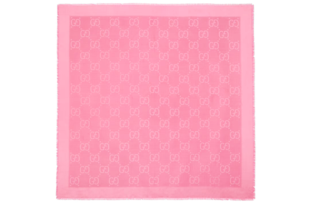 GUCCI Jacquard Silk Wool Blend Pink Shawl. 663671-3GC43-5800 圖 2
