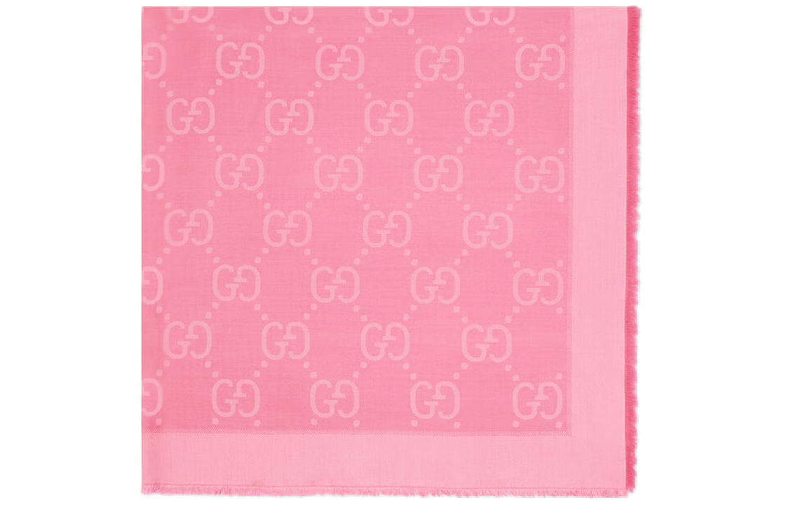 GUCCI Jacquard Silk Wool Blend Pink Shawl. 663671-3GC43-5800 圖 3