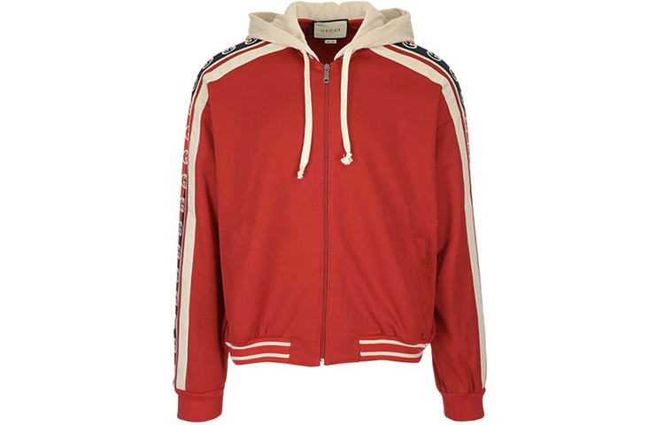 Gucci Jacquard Striped Hooded Jacket Red Unisex 575758-XJA6S-6523