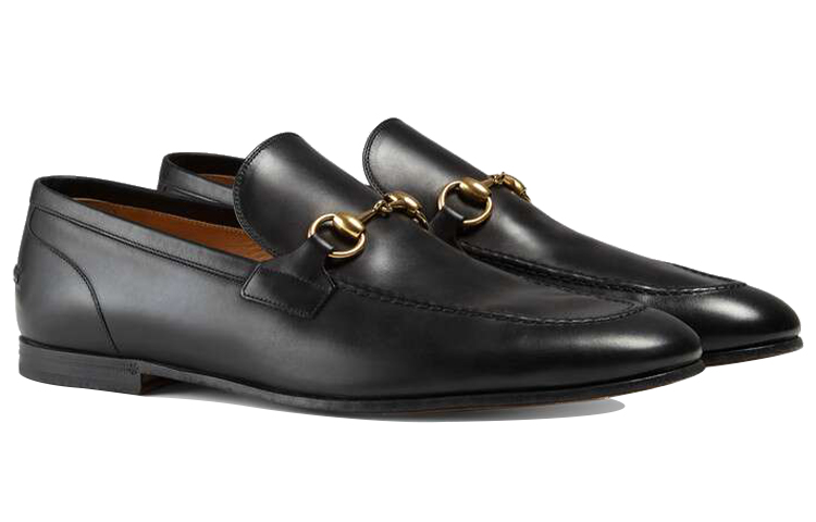 Shop Mocassin en Cuir Noir Gucci Jordaan 406994-BLM00-1000
