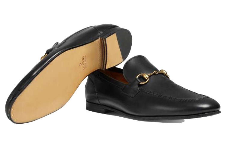 Sizing Mocassin en Cuir Noir Gucci Jordaan 406994-BLM00-1000