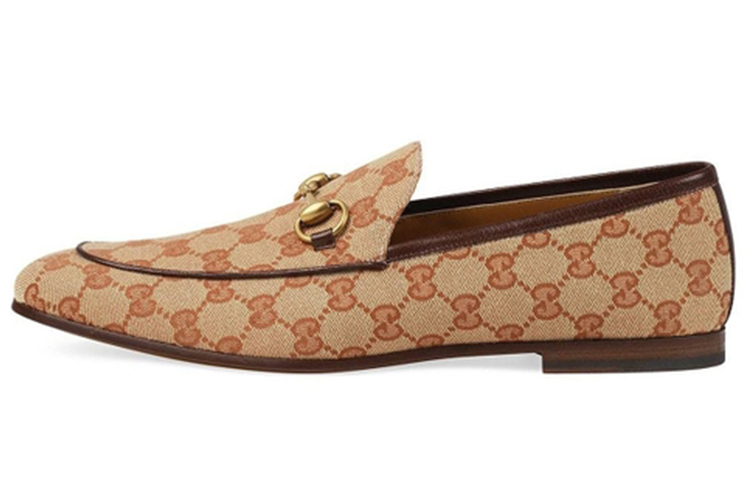 Gucci Jordaan Literature And Art Casual Flat Loafers Shoes Light Nrown 430088-9Y9W0-8369