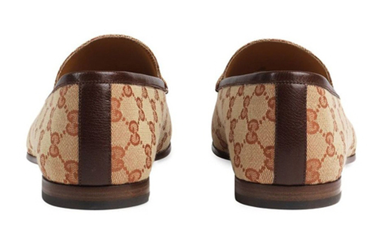 Shop Gucci Jordaan Seni dan Sastera Kasual Loafers Coklat Muda 430088-9Y9W0-8369