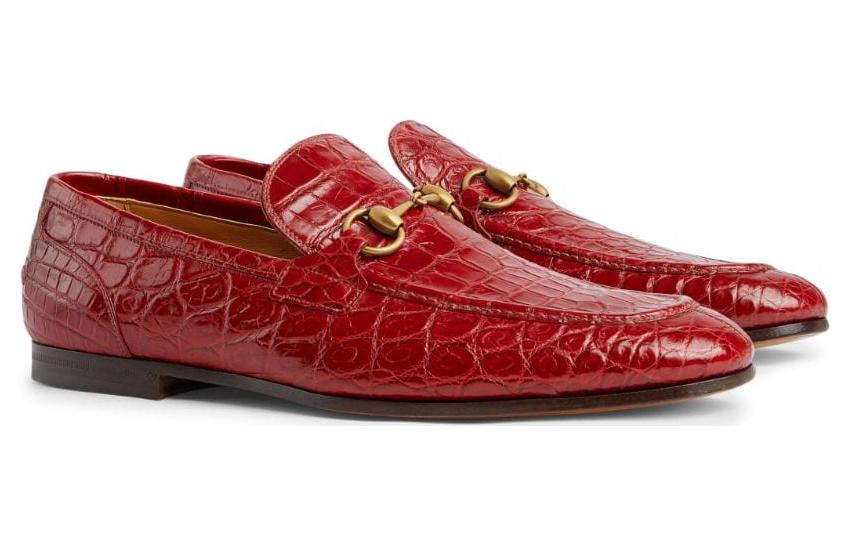 Lookbook Gucci Jordaan Loafer 'Crocodile Merah' 406994-EAAJZ-6638