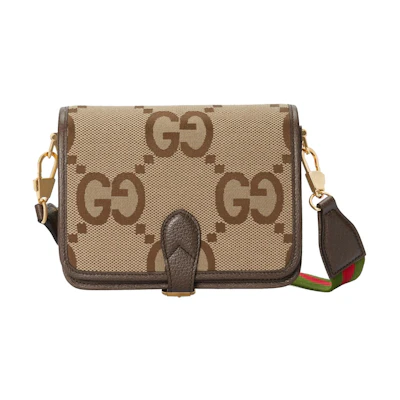 Gucci Jumbo GG Canvas Shoulder Bag Camel/Ebony